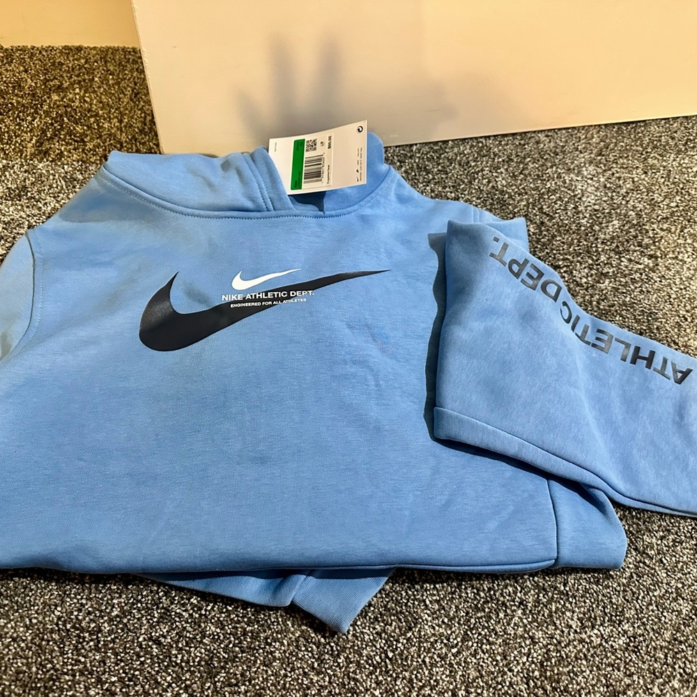 Nike Light Blue Crewneck Sweatshirt with Black Swoosh